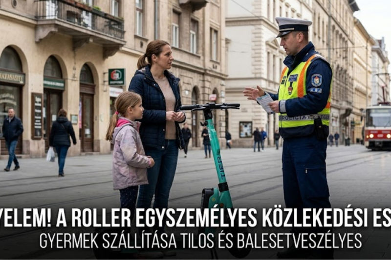 Rendőrségi figyelmeztetés: a roller egyszemélyes jármű, tilos gyereket szállítani rajta
