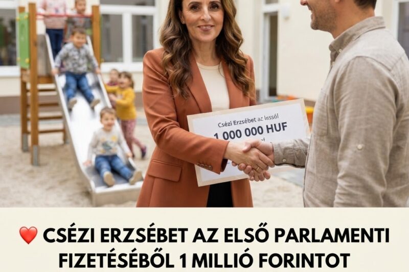 ❤️ CSÉZI ERZSÉBET AZ ELSŐ PARLAMENTI FIZETÉSÉBŐL 1 MILLIÓ FORINTOT AJÁNLOTT FEL EGY BÖLCSŐDÉNEK – DE AZ ÖNKORMÁNYZAT RÖGTÖN…